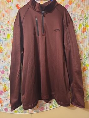 Callaway Men’s Maroon Half-Zip Pullover with Chest Zip Pocket